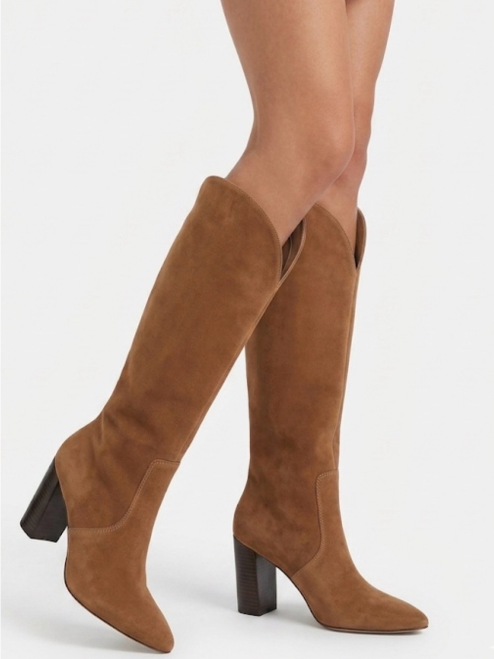 Dolce‎ Vita Western Knee High Boots Pointed Toe Leather Block Heel Size 8 NEW